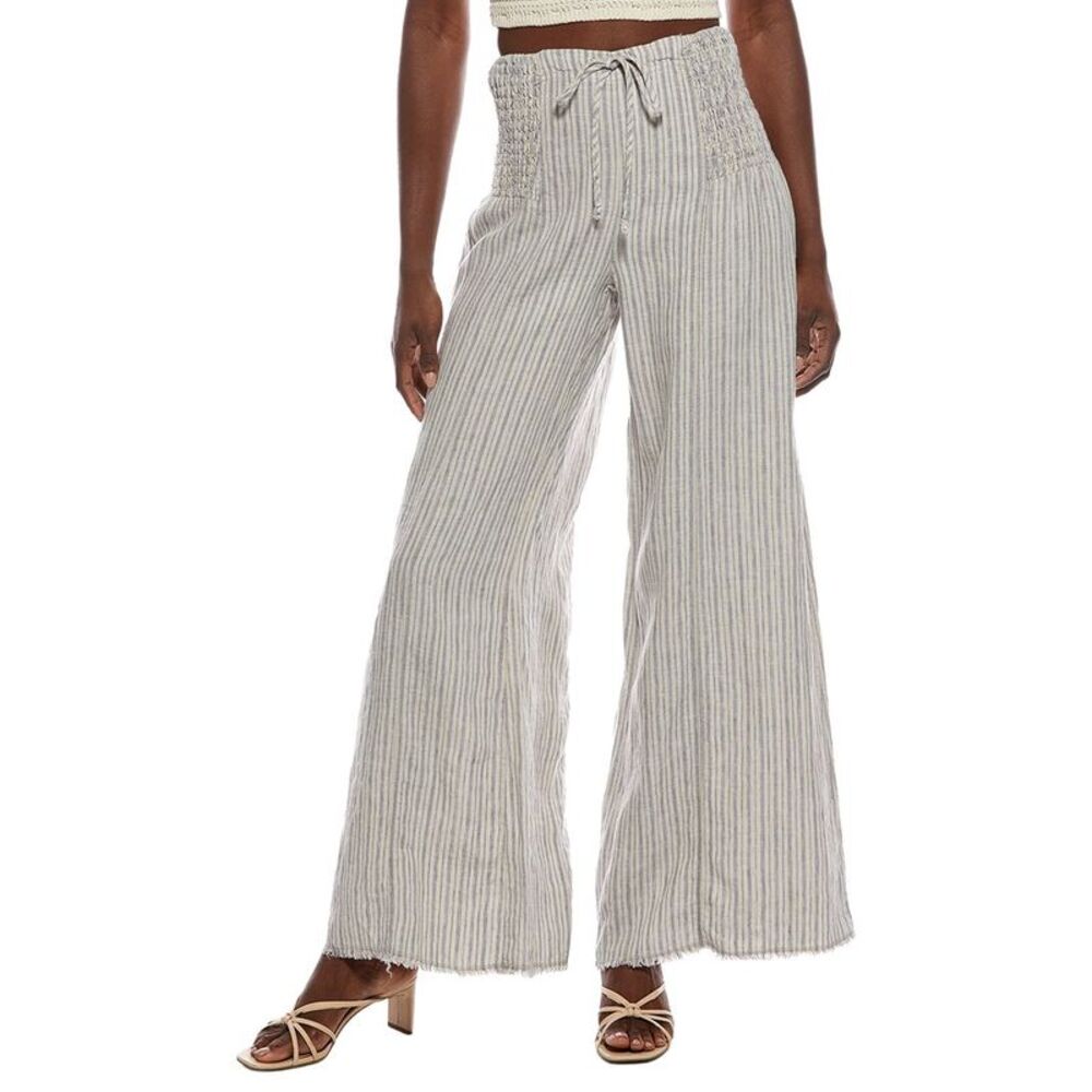 Xcvi Womens Blanc Wide Leg Linen Pant, Brown